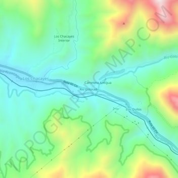Mappa topografica Río Colorado, altitudine, rilievo