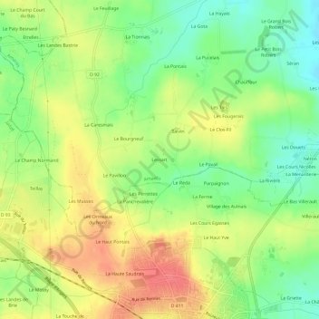 Mappa topografica Lessart, altitudine, rilievo