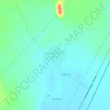 Mappa topografica General Carlos Real, altitudine, rilievo