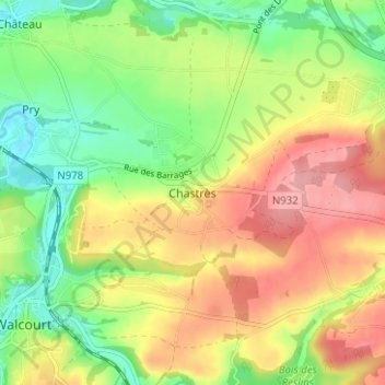Mappa topografica Chastrès, altitudine, rilievo