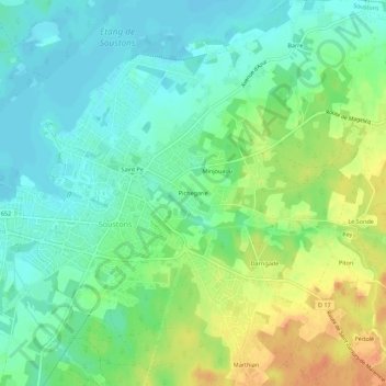Mappa topografica Pichegarie, altitudine, rilievo