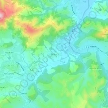 Mappa topografica Olhalde, altitudine, rilievo