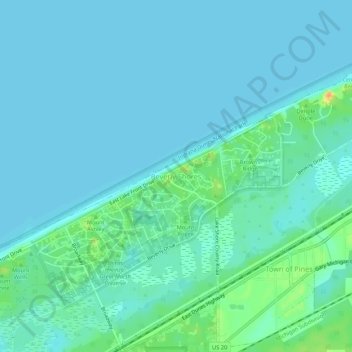 Mappa topografica Beverly Shores, altitudine, rilievo