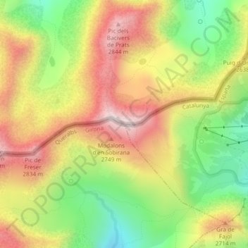 Mappa topografica Bastiments, altitudine, rilievo