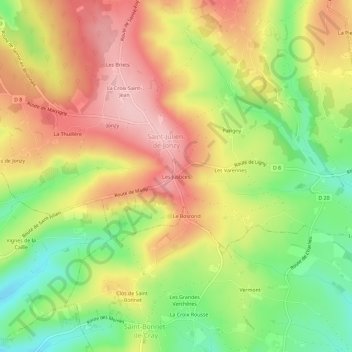 Mappa topografica Les Justices, altitudine, rilievo