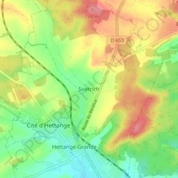 Mappa topografica Soetrich, altitudine, rilievo