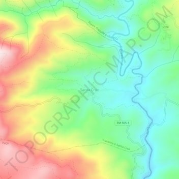 Mappa topografica Santa Cruz, altitudine, rilievo