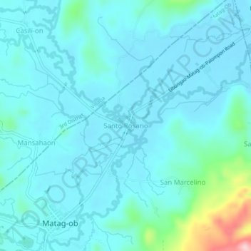 Mappa topografica Santo Rosario, altitudine, rilievo