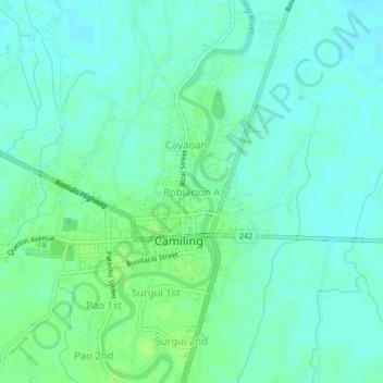 Mappa topografica Poblacion A, altitudine, rilievo