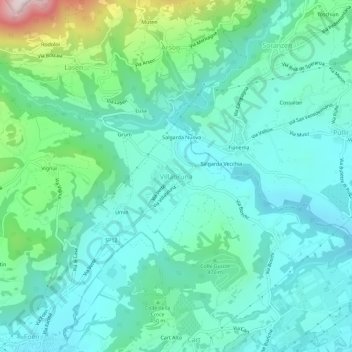 Mappa topografica Villabruna, altitudine, rilievo