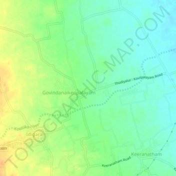 Mappa topografica Athipalayam, altitudine, rilievo