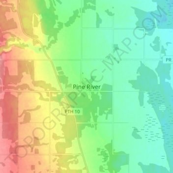 Mappa topografica Pine River, altitudine, rilievo