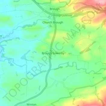 Mappa topografica Brough Sowerby, altitudine, rilievo
