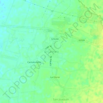 Mappa topografica El Carmelo, altitudine, rilievo