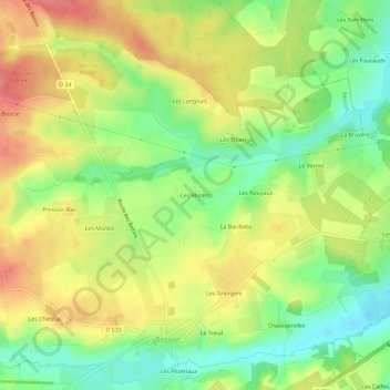 Mappa topografica Les Morets, altitudine, rilievo