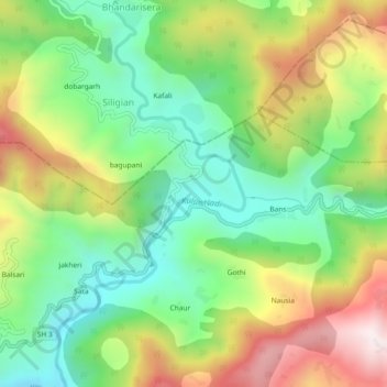 Mappa topografica Patan, altitudine, rilievo