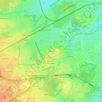 Mappa topografica Doucet, altitudine, rilievo