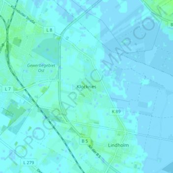 Mappa topografica Klockries, altitudine, rilievo