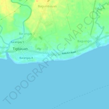 Mappa topografica Namucon, altitudine, rilievo