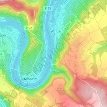 Mappa topografica Geierslay, altitudine, rilievo