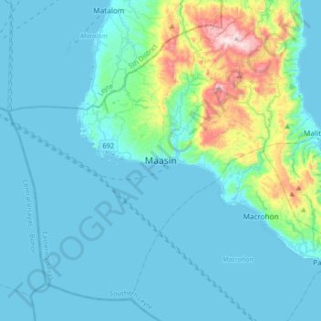 Mappa topografica Maasin, altitudine, rilievo