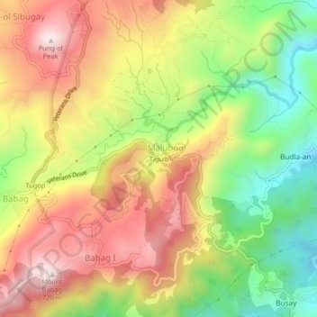 Mappa topografica Tiguib, altitudine, rilievo