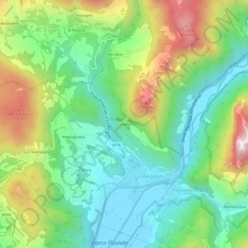 Mappa topografica Gabbio, altitudine, rilievo