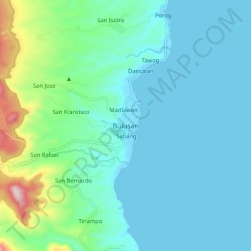 Mappa topografica Bulusan, altitudine, rilievo