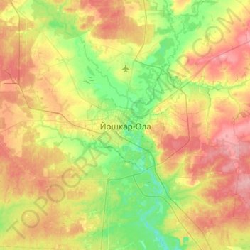 Mappa topografica Yoshkar-Ola, altitudine, rilievo