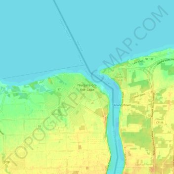 Mappa topografica Niagara-on-the-Lake, altitudine, rilievo