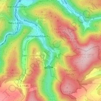 Mappa topografica Quelitz, altitudine, rilievo
