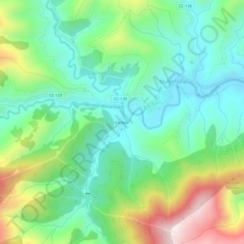 Mappa topografica Cerezal, altitudine, rilievo