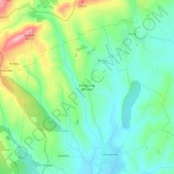 Mappa topografica Penedos de Alenquer, altitudine, rilievo