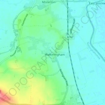 Mappa topografica Walkeringham, altitudine, rilievo