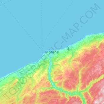 Mappa topografica Matane, altitudine, rilievo