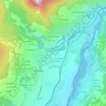 Mappa topografica Les Alpes, altitudine, rilievo
