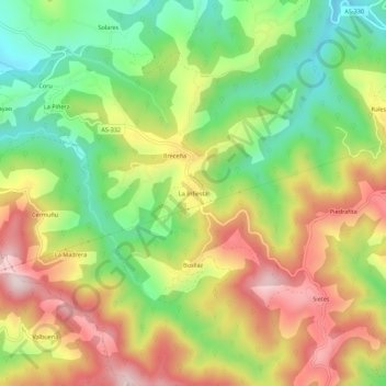 Mappa topografica La Infiesta, altitudine, rilievo