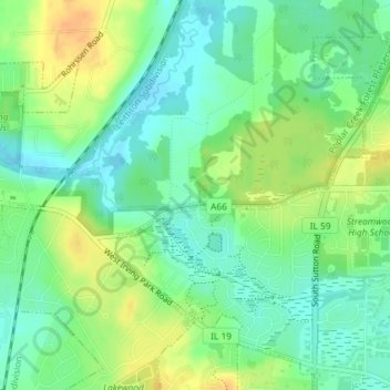 Mappa topografica Schaumburg Road Grasslands, altitudine, rilievo