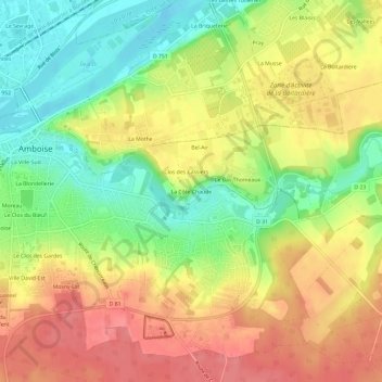 Mappa topografica La Côte Chaude, altitudine, rilievo