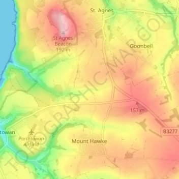 Mappa topografica Mingoose, altitudine, rilievo