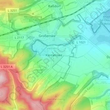 Mappa topografica Kleinensee, altitudine, rilievo