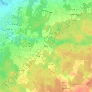 Mappa topografica Piton, altitudine, rilievo