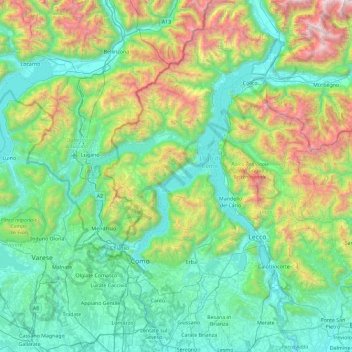 Mappa topografica Isola Comacina, altitudine, rilievo