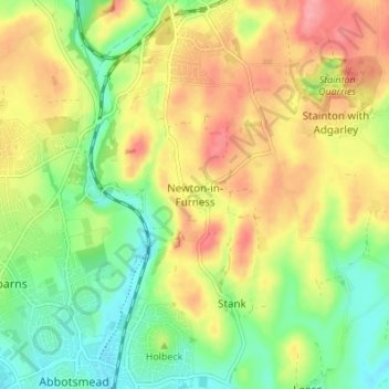 Mappa topografica Newton-in-Furness, altitudine, rilievo