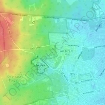 Mappa topografica Valkenberg, altitudine, rilievo