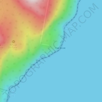 Mappa topografica Cap-Brûlé, altitudine, rilievo