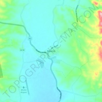 Mappa topografica Monto, altitudine, rilievo