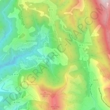 Mappa topografica La Grau, altitudine, rilievo