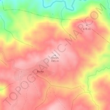 Mappa topografica Meles, altitudine, rilievo
