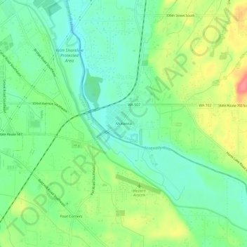 Mappa topografica McKenna, altitudine, rilievo
